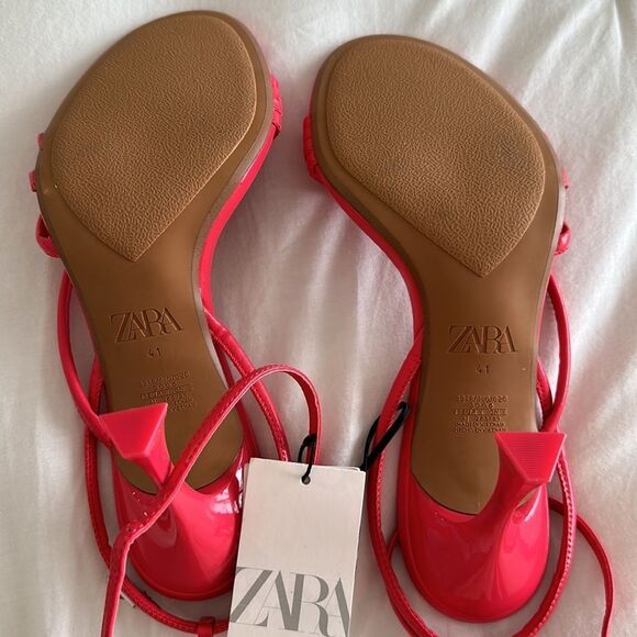NWT ZARA Women’s Hot Pink High Heeled Strap Sandals size (41) US 10 - Picture 11 of 16